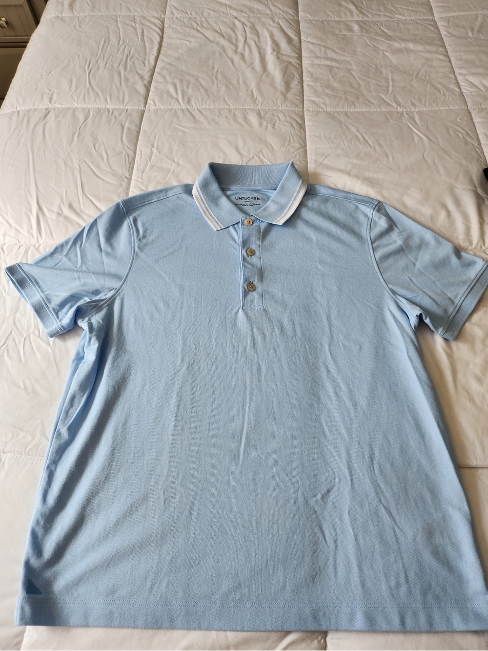 UNTUCKit Light Blue Short-Sleeve Polo with Contrast Collar
